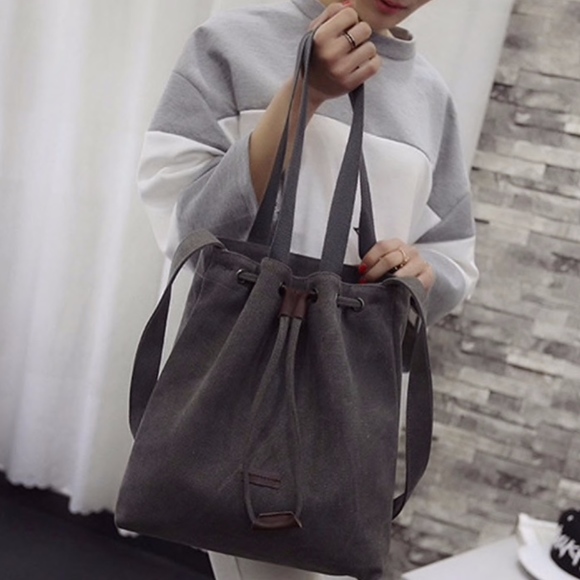 NEW! Canvas Tote w/Shoulder & Hand Strap - Picture 3 of 6